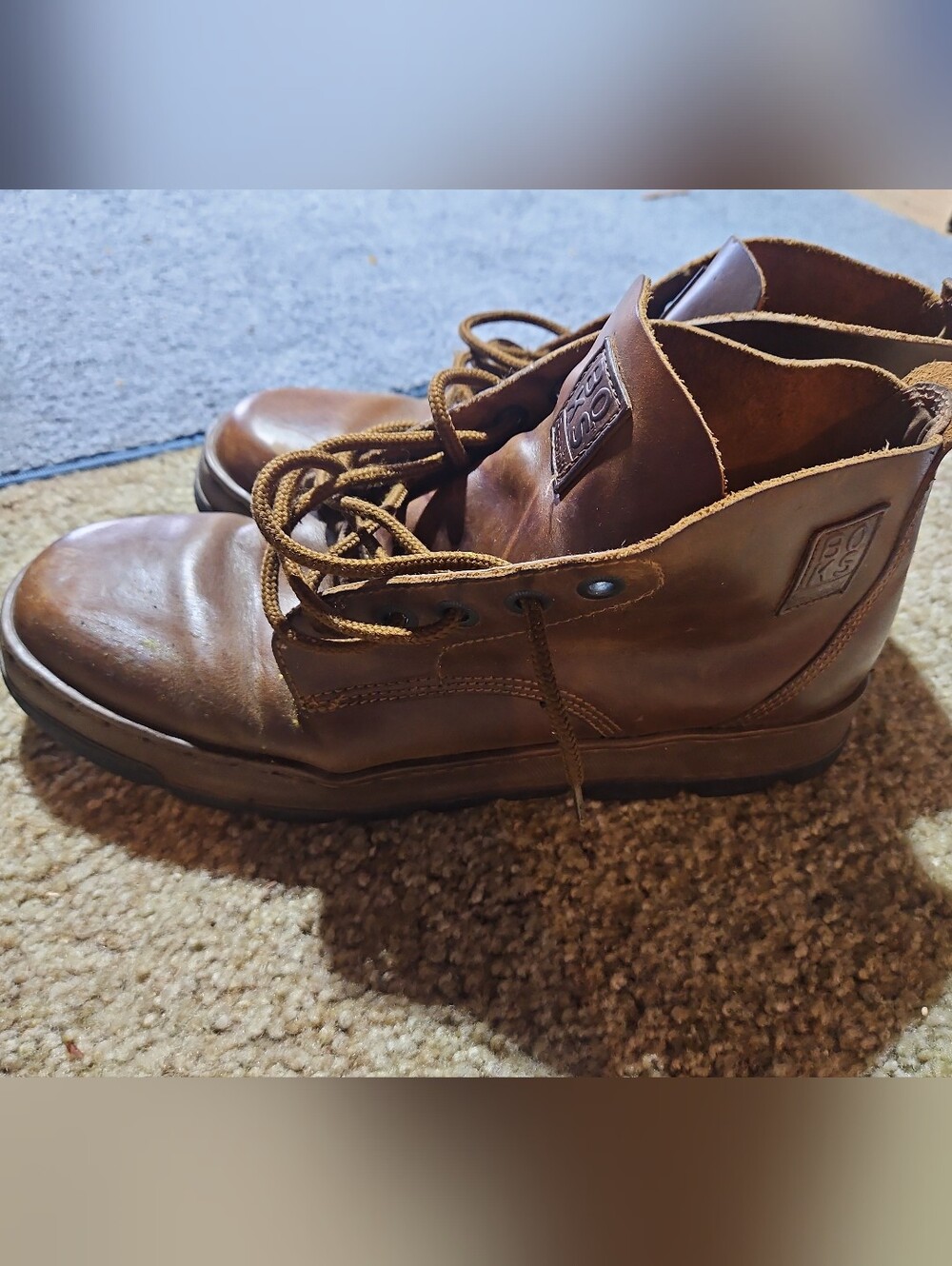 Leather Work Boots - Brown - Unknown Brand